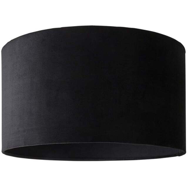 ValueLights Reni Black Velvet Large Drum Ceiling Lamp Shade 45cm - Size: 25 x 45 x 45cm - Wilko - image 1