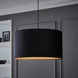 ValueLights Reni Black Velvet Large Drum Ceiling Lamp Shade 45cm - Size: 25 x 45 x 45cm - Wilko - thumbnail 3