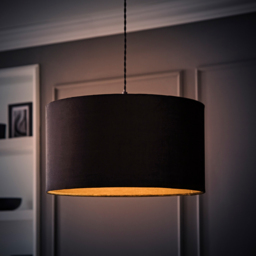 ValueLights Reni Black Velvet Large Drum Ceiling Lamp Shade 45cm - Size: 25 x 45 x 45cm - Wilko - thumbnail 7