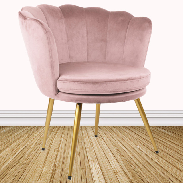 Flora Petal Back Accent Tub Chair Velvet Upholstery - Light Pink - Size: Single - Genesis - Wilko - image 1