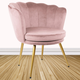Flora Petal Back Accent Tub Chair Velvet Upholstery - Light Pink - Size: Single - Genesis - Wilko