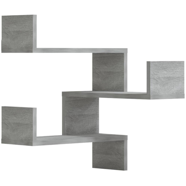 vidaXL 3-Tier Grey Corner Wall Shelf 2 Pack - Size: 50 x 40 x 40cm - Wilko - image 1