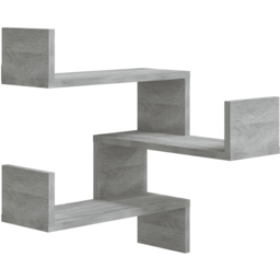 vidaXL 3-Tier Grey Corner Wall Shelf 2 Pack - Size: 50 x 40 x 40cm - Wilko - thumbnail 4