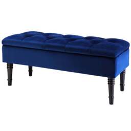 Living and Home Blue Buttoned Velvet Storage Bench - Size: 43 x 102 x 41cm - Wilko - thumbnail 5