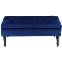 Living and Home Blue Buttoned Velvet Storage Bench - Size: 43 x 102 x 41cm - Wilko - thumbnail 4