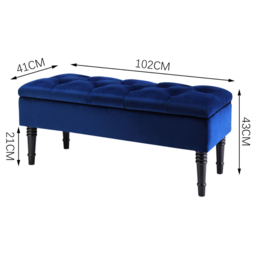 Living and Home Blue Buttoned Velvet Storage Bench - Size: 43 x 102 x 41cm - Wilko - thumbnail 7
