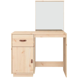 vidaXL Single Door Single Drawer Natural Solid Wood Pine Dressing Table with Mirror - Size: 134 x 95 x 50cm - Brown - Wilko - thumbnail 7