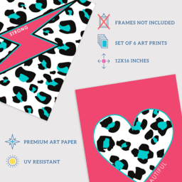 Wee Blue Coo Pink and Turquoise Leopard Pattern Bold Shapes Wall Art Print 30 x 41cm 6 Pack - Size: 40.5 x 30.5 x 0.3cm - Wilko - thumbnail 5