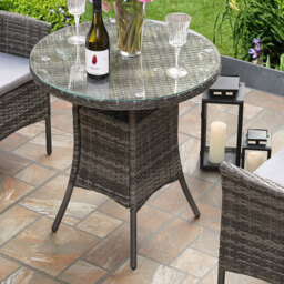 Virginia Deluxe 2 Seater Round Rattan Bistro Set for Garden Patio - Grey - Wilko - thumbnail 6