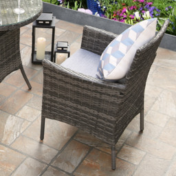 Virginia Deluxe 2 Seater Round Rattan Bistro Set for Garden Patio - Grey - Wilko - thumbnail 5