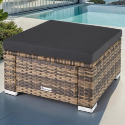 tectake Bitonto Nature Polyrattan Footstool - Size: 26 x 53 x 53cm - Brown - Wilko