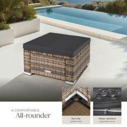 tectake Bitonto Nature Polyrattan Footstool - Size: 26 x 53 x 53cm - Brown - Wilko - thumbnail 5