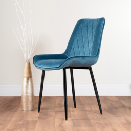Furniturebox Copeland Cesano Marble Effect 4 Seater Dining Set White Blue and Black - Wilko - thumbnail 4