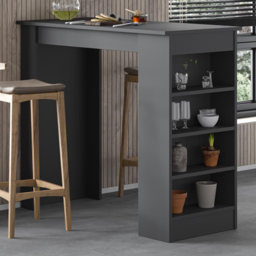 Decortie Swallow Anthracite Bar Table with Storage Shelves - Size: 102 x 117 x 54cm - Grey - Wilko - thumbnail 1