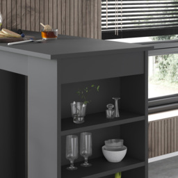 Decortie Swallow Anthracite Bar Table with Storage Shelves - Size: 102 x 117 x 54cm - Grey - Wilko - thumbnail 4