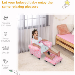 Tommy Toys Pink Cute Cloud Star Wooden Frame Kids Armchair with Footrest - Wilko - thumbnail 7