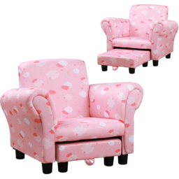 Tommy Toys Pink Cute Cloud Star Wooden Frame Kids Armchair with Footrest - Wilko - thumbnail 3