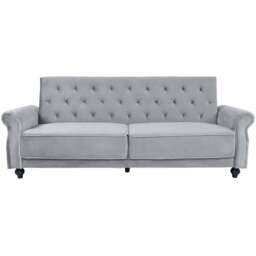 Furniture One 3 Seater Grey Velvet Sofa Bed - Wilko - thumbnail 4