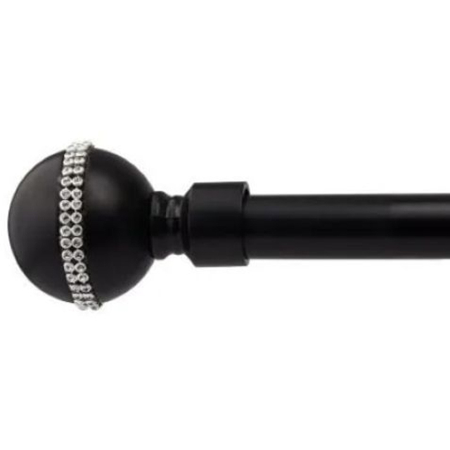 New Edge Blinds Bejeweled 160-300cm Extendable Black Eyelet Metal Curtain Pole Set - Matt Black - Wilko - image 1