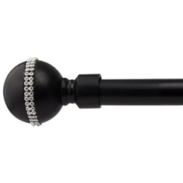 New Edge Blinds Bejeweled 160-300cm Extendable Black Eyelet Metal Curtain Pole Set - Matt Black - Wilko - thumbnail 1