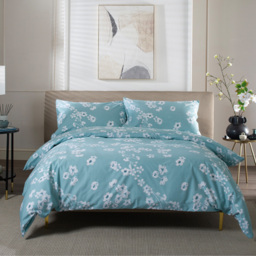 The Lyndon Company Petite Fleure Double Duck Egg Duvet Set - Blue - Wilko - thumbnail 4