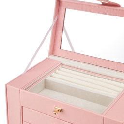 H&O Direct 5 Drawer Pink Jewellery Box with Mirror - Size: 32 x 30 x 17cm - Wilko - thumbnail 4