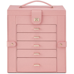 H&O Direct 5 Drawer Pink Jewellery Box with Mirror - Size: 32 x 30 x 17cm - Wilko - thumbnail 1