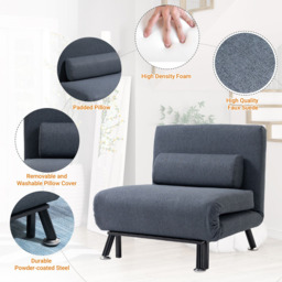 Portland Single Seater Dark Grey Foldable Sofa Bed - Black - Wilko - thumbnail 5