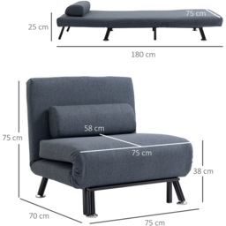 Portland Single Seater Dark Grey Foldable Sofa Bed - Black - Wilko - thumbnail 7
