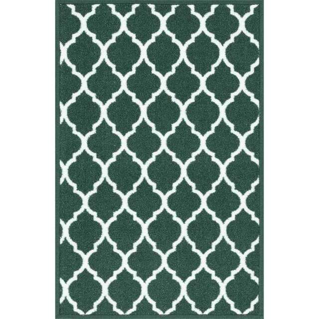 Desire Rugs Havana Emerald Trellis Anti Slip Door Mat 60 x 40cm - Size: 40 x 60cm - Green - Wilko - image 1