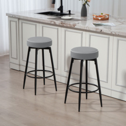 HOMCOM Grey and Black Swivel Bar Stool Set of 2 - Wilko - thumbnail 5