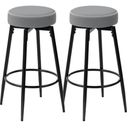 HOMCOM Grey and Black Swivel Bar Stool Set of 2 - Wilko - thumbnail 3