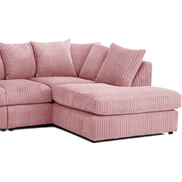 Luxor 4 Seater Pink Jumbo Cord Right Hand Facing Scatter Back L Shaped Corner Sofa Set - Wilko - thumbnail 4
