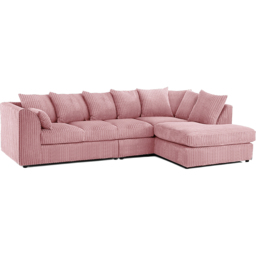 Luxor 4 Seater Pink Jumbo Cord Right Hand Facing Scatter Back L Shaped Corner Sofa Set - Wilko - thumbnail 3