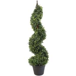 Leaf Boxwood Tower Artificial Tree with Spiral Metal Top 90cm - Size: 90 x 25 x 25cm - Green - Wilko