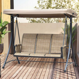 Outsunny 3 Seater Brown Garden Swing Chair with Canopy - Wilko - thumbnail 1