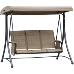 Outsunny 3 Seater Brown Garden Swing Chair with Canopy - Wilko - thumbnail 3