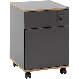 FWStyle Single Door Single Drawer Grey Mobile Storage Unit - Size: 61 x 41 x 45cm - Wilko - thumbnail 3