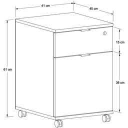 FWStyle Single Door Single Drawer Grey Mobile Storage Unit - Size: 61 x 41 x 45cm - Wilko - thumbnail 6