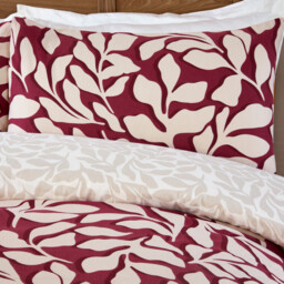 Carolina Leaf Duvet Set Burgundy King - Divante Finest - Wilko - thumbnail 4