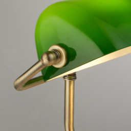 Lighting Collection Bankers Deep Green Glass Shade Table Lamp - Size: 33 x 22 x 21cm - Gold - Wilko - thumbnail 5