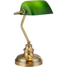 Lighting Collection Bankers Deep Green Glass Shade Table Lamp - Size: 33 x 22 x 21cm - Gold - Wilko - thumbnail 4