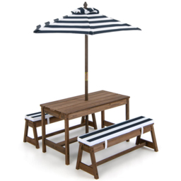 Costway Blue Kids Picnic Table and Bench Set with Umbrella - Wilko - thumbnail 3