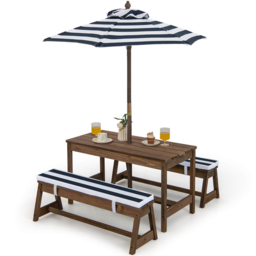 Costway Blue Kids Picnic Table and Bench Set with Umbrella - Wilko - thumbnail 4