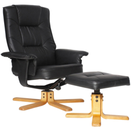 Dorel Drake Black Faux Leather Recliner Chair with Footstool - Size: 97 x 77 x 85cm - Wilko - thumbnail 3