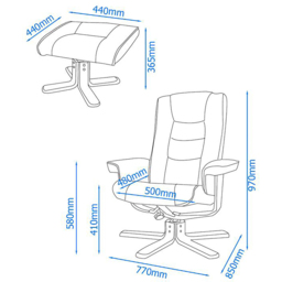 Dorel Drake Black Faux Leather Recliner Chair with Footstool - Size: 97 x 77 x 85cm - Wilko - thumbnail 5