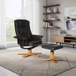 Dorel Drake Black Faux Leather Recliner Chair with Footstool - Size: 97 x 77 x 85cm - Wilko - thumbnail 4