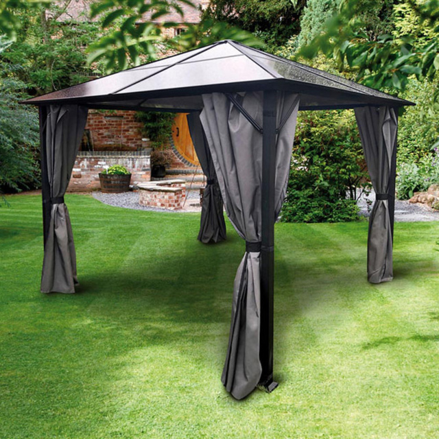 Glendale Peninsula 2.5 x 2.5m Grey Polycarbonate Garden Gazebo - Size: 3 x 3m - Wilko - image 1