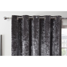 Divante Charcoal Crushed Velvet Eyelet Curtain 168 x 229cm - Size: W 168 x D 228cm - Wilko - thumbnail 4