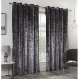 Divante Charcoal Crushed Velvet Eyelet Curtain 168 x 229cm - Size: W 168 x D 228cm - Wilko - thumbnail 7